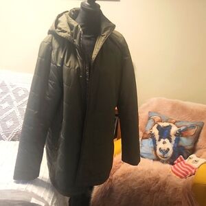 The North Face Women's Lightweight Mid-Length Jacket with Hood - Olive Green.